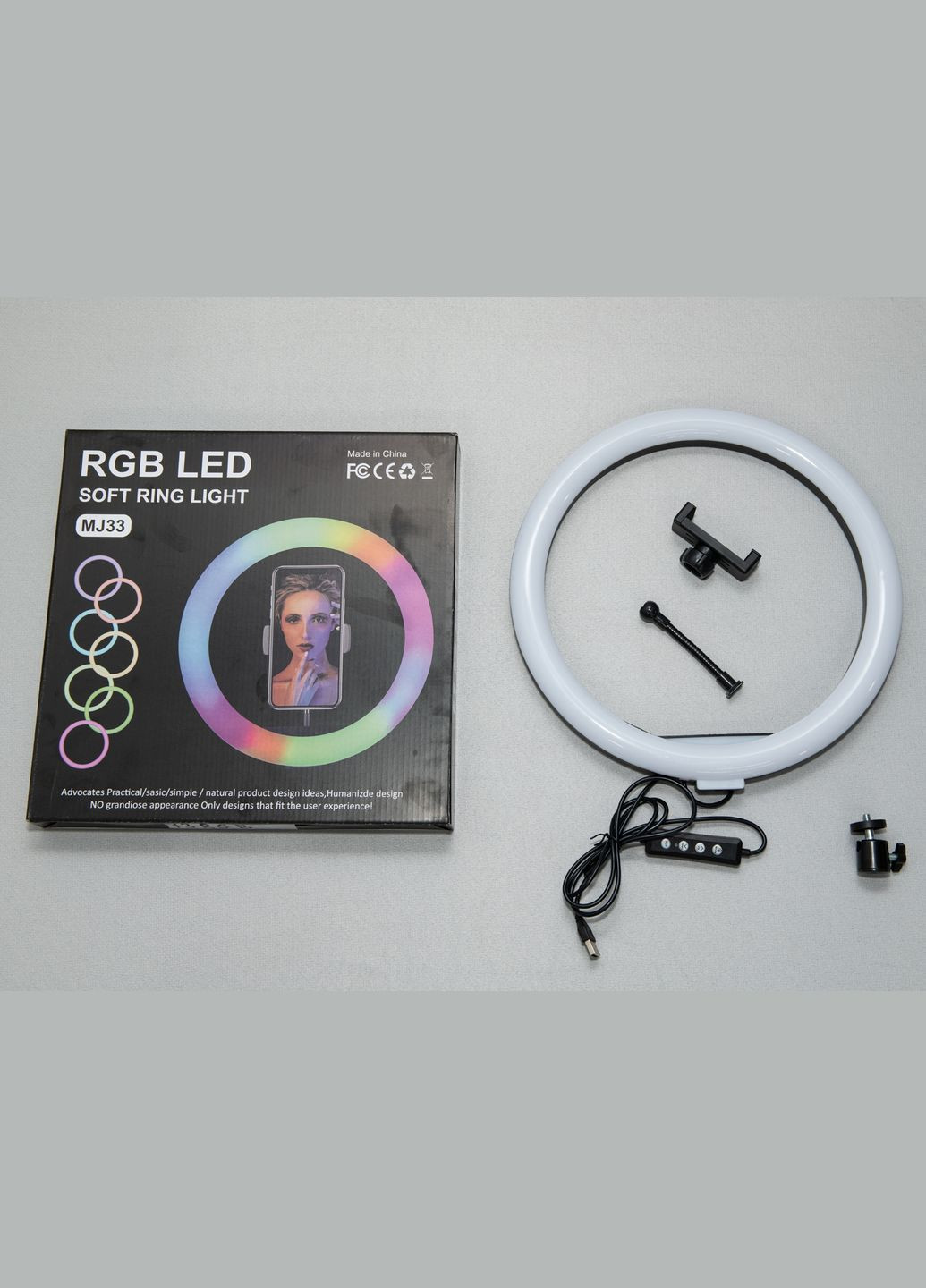 Кольцевая RGB селфи лампа 33см, без штатива USB Diasha (315786788)