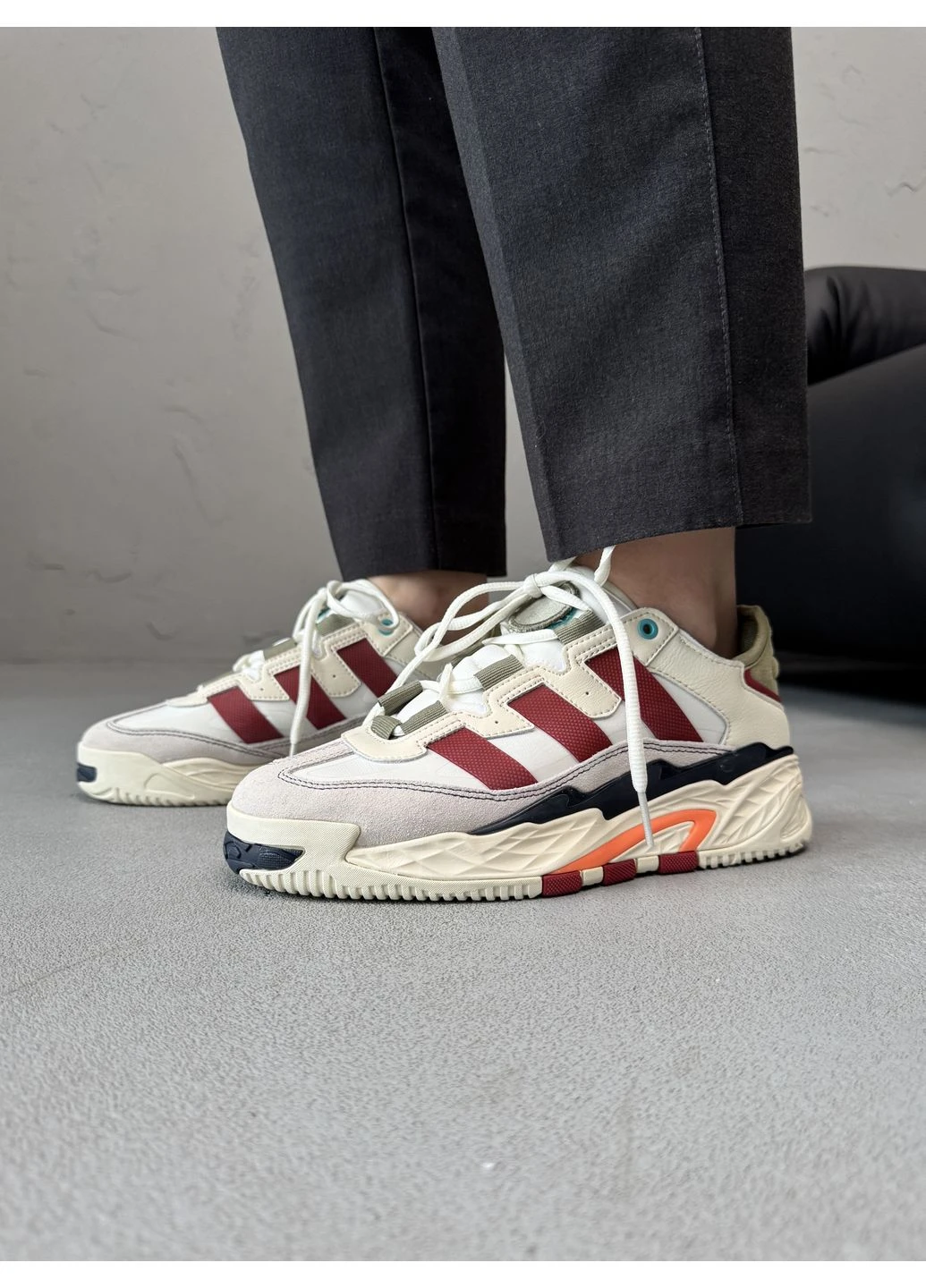 Зелені літні кросівки adidas niteball beige/bordo/green адідас найтбол зелені No Brand
