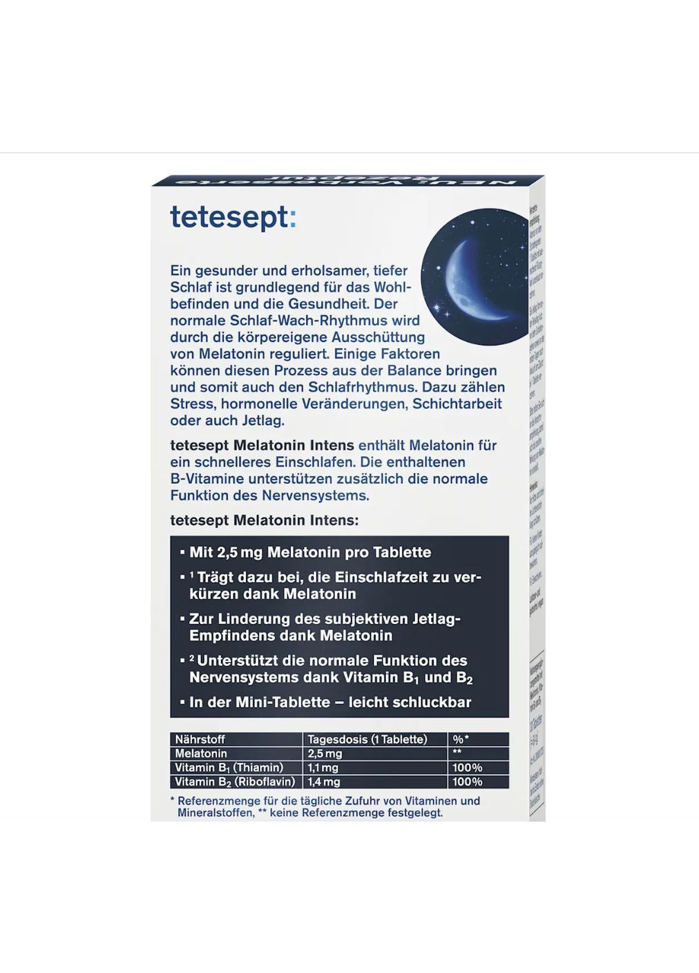 Комплекс для сна с мелатонином и витаминами группы В Melatonin Intens Mini Tabletten 30 шт tetesept (368864924)