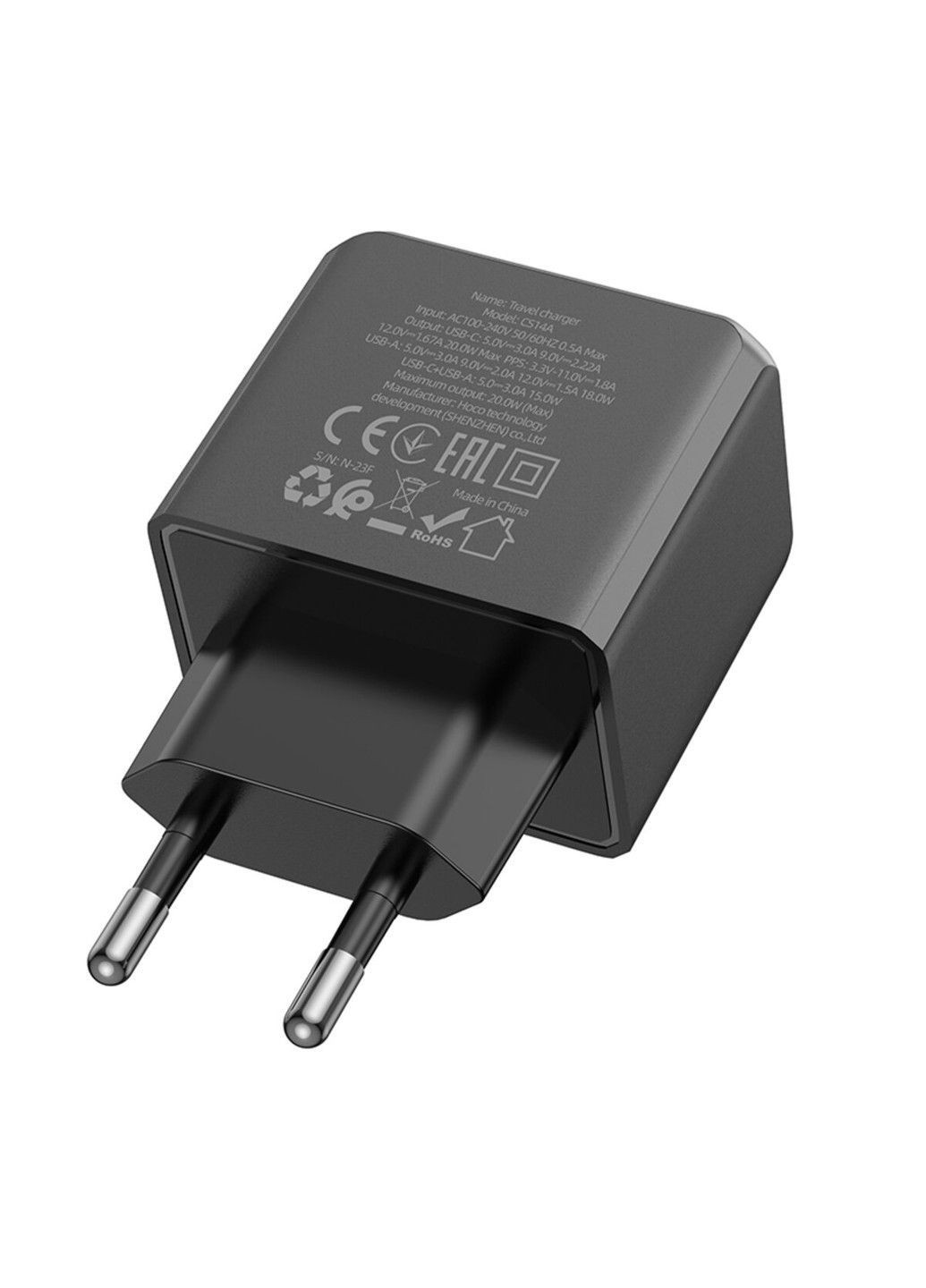 Мережевий зарядний пристрій CS14A Ocean PD20W+QC3.0 charger Black Hoco (369456624)
