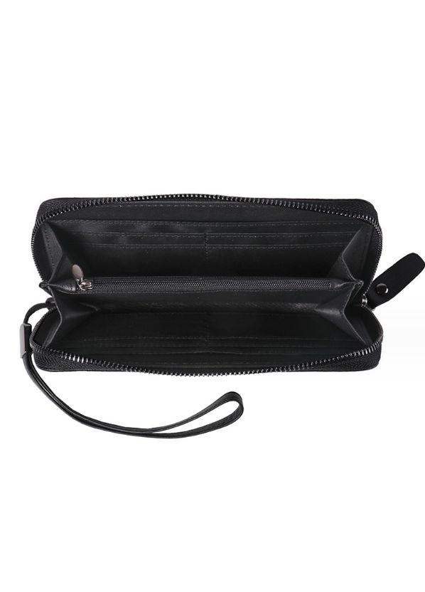 Чоловічий шкіряний клатч чорний портмоне з натуральної шкіри для документів та грошей гаманець на блискавці ProDobro (363260011)