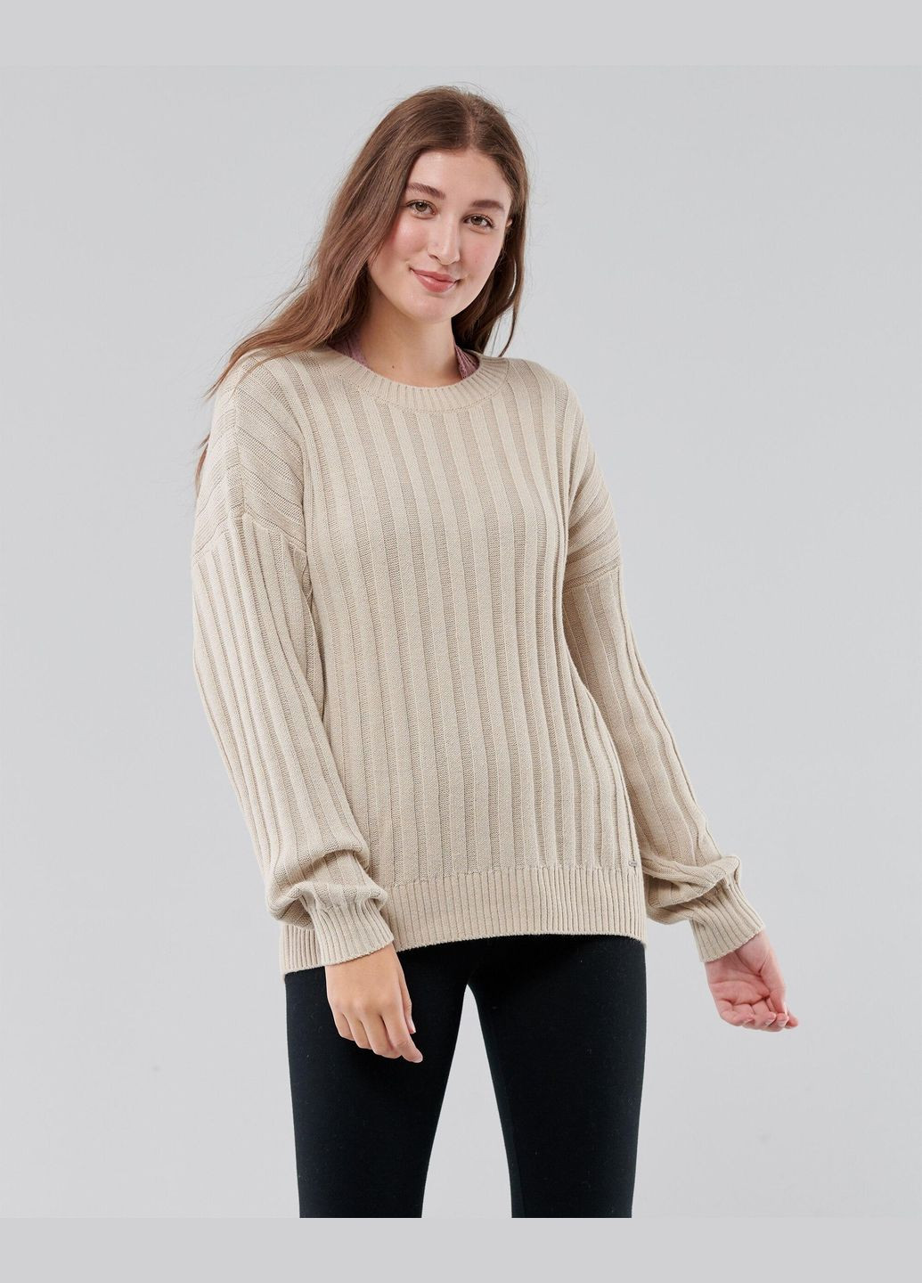 Бежевый демисезонный свитер женский - свитер hc8800w Hollister