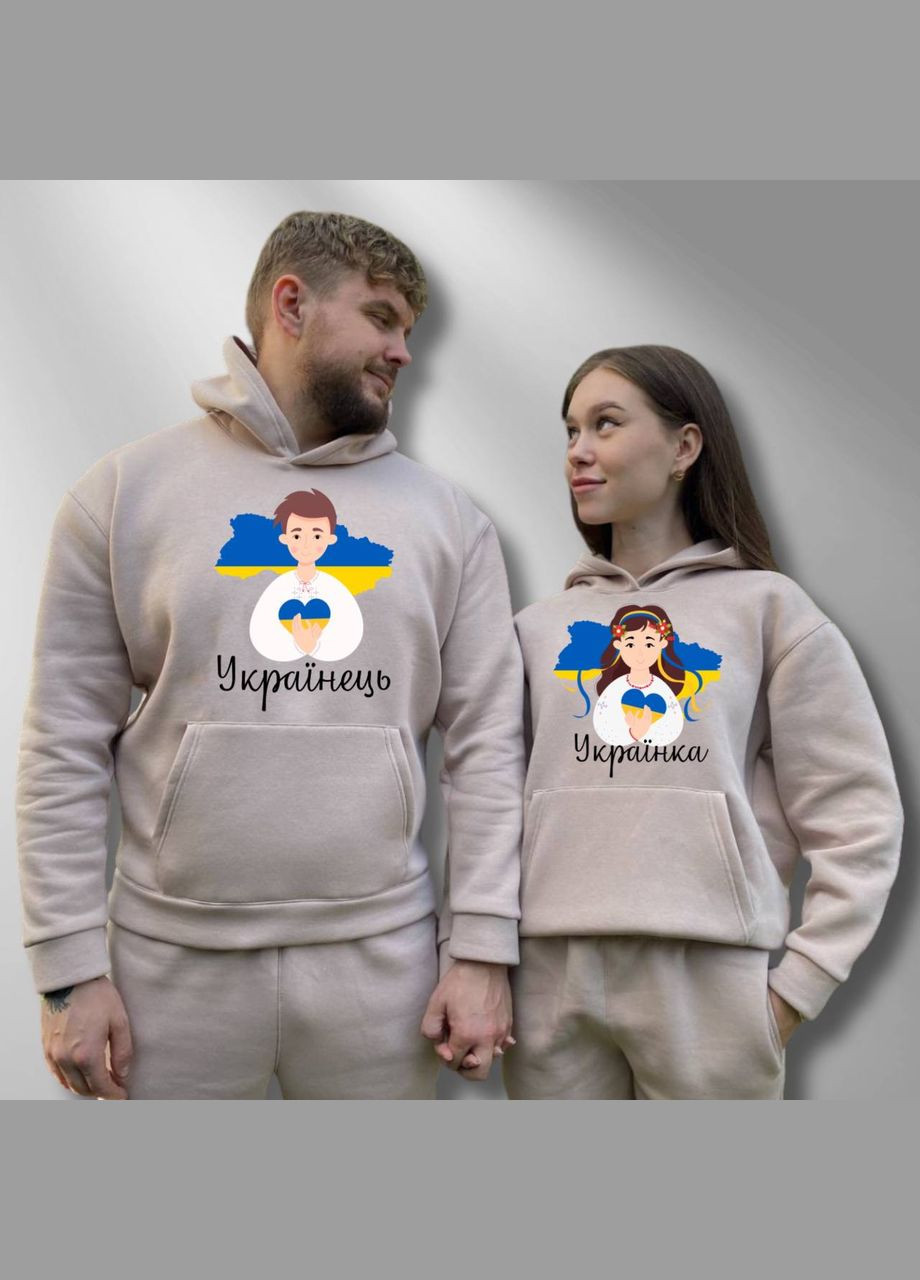 Парные худые теплые с капюшоном, Таш, принт "Украинка/Украинец" (1596) Hand Made (358896755)
