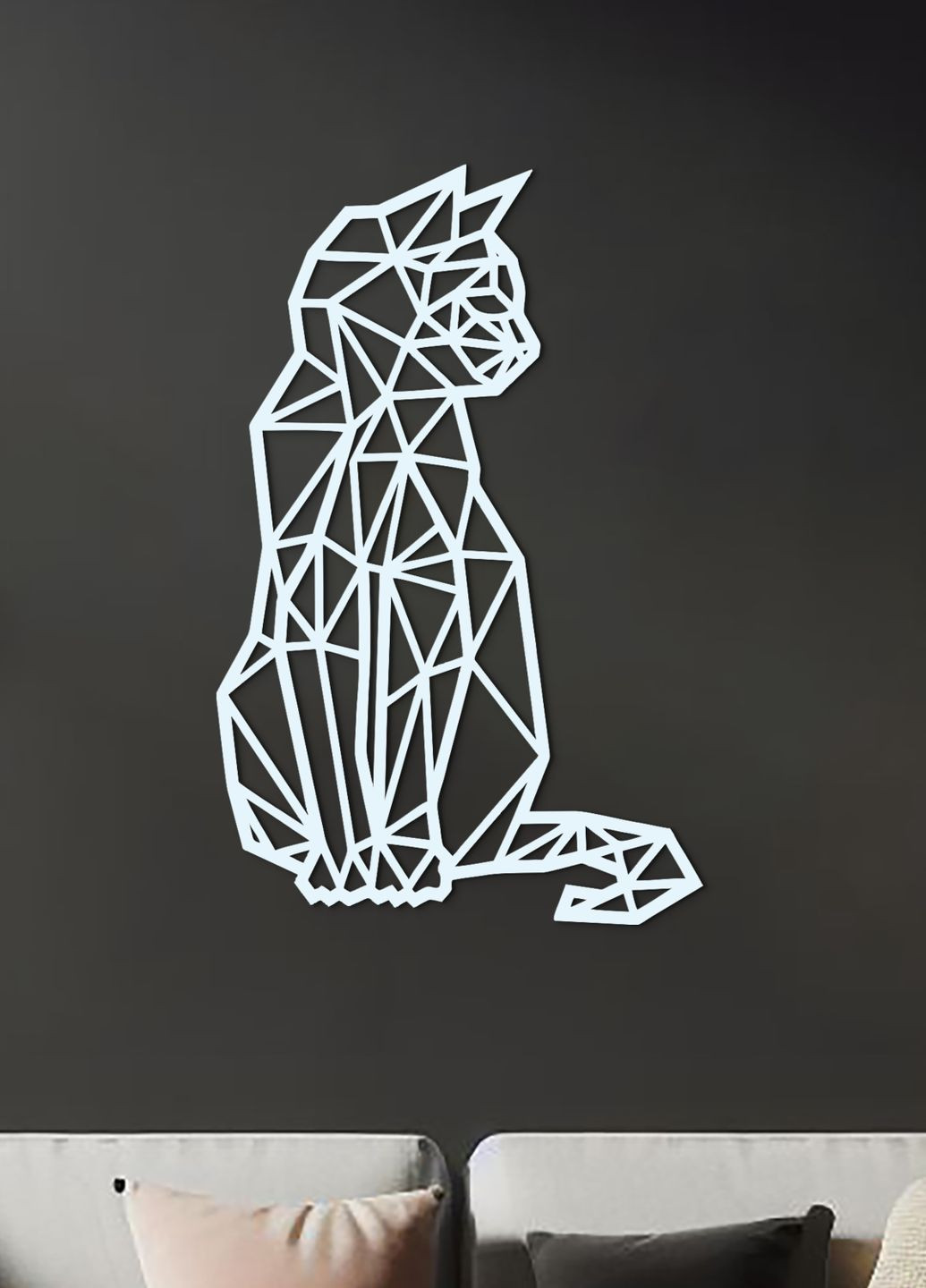 Картина лофт, настенный декор для дома "Геометрический кот", декоративное панно 80х53 см Woodyard (292113942)