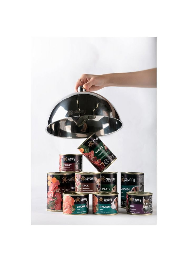 Влажный корм для взрослых собак всех пород, с индейкой, 400 г Savory (355252755)
