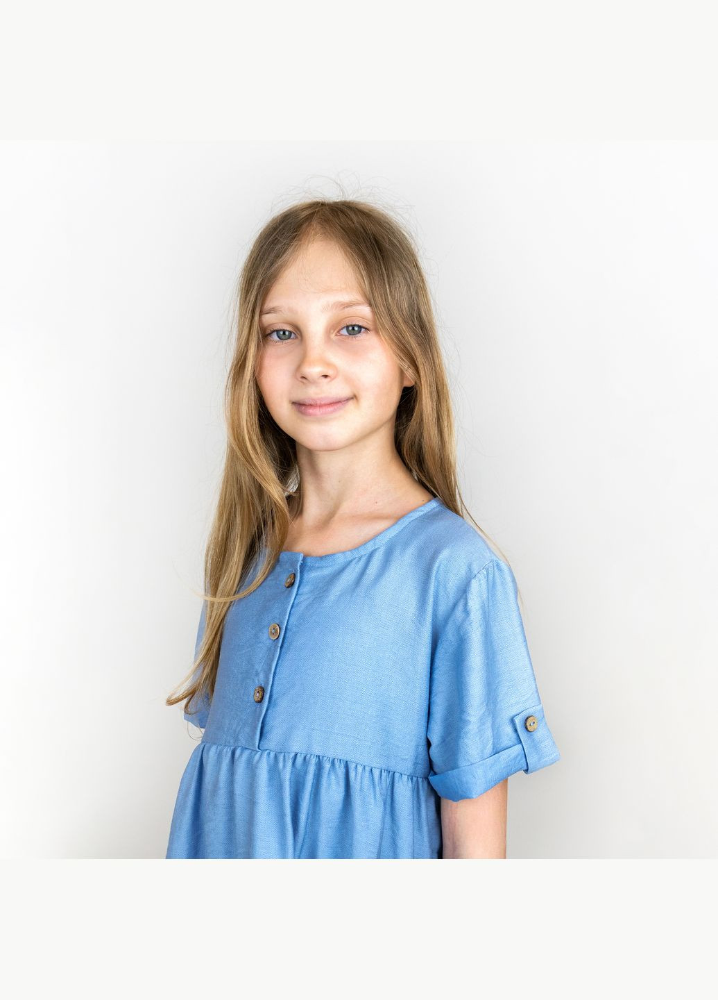 Голубое платье для девочки с пуговицами sky голубой dexter's (333984630)