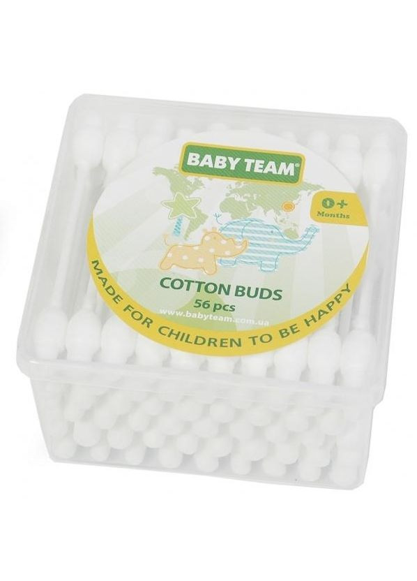 Ватные палочки с ограничителем, 56 штук Baby Team 100 (332943850)