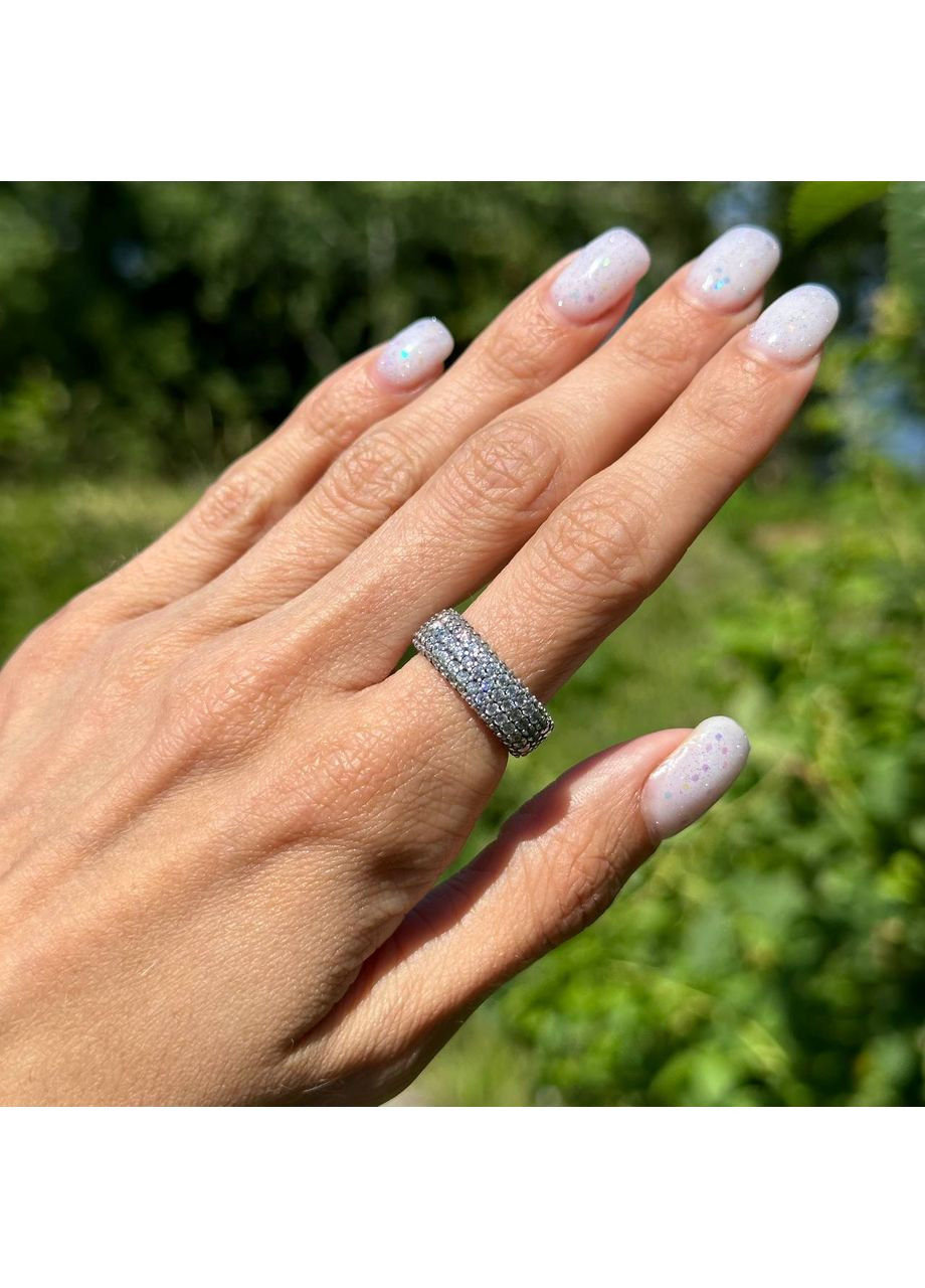 Срібна каблучка Пандора "Три ряди паве" Kabluchka (355345921)