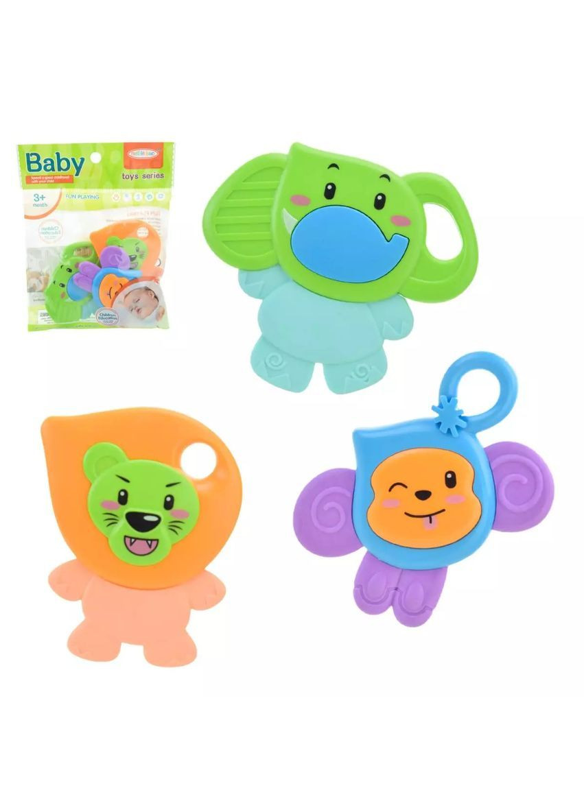 Набір з 3 пластикових брязкалець для малюків у ручку, в асортименті - No Brand 8411-11 (371924697)