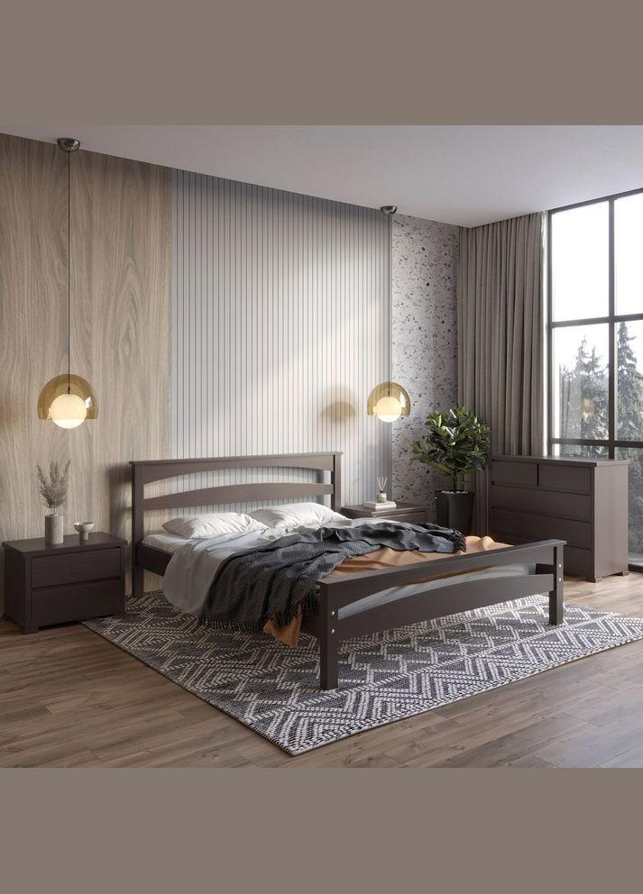 Полуторная деревянная кровать Чикаго Сити Венге 120х200 см (MBG-10005) Mebigrand (366028074)