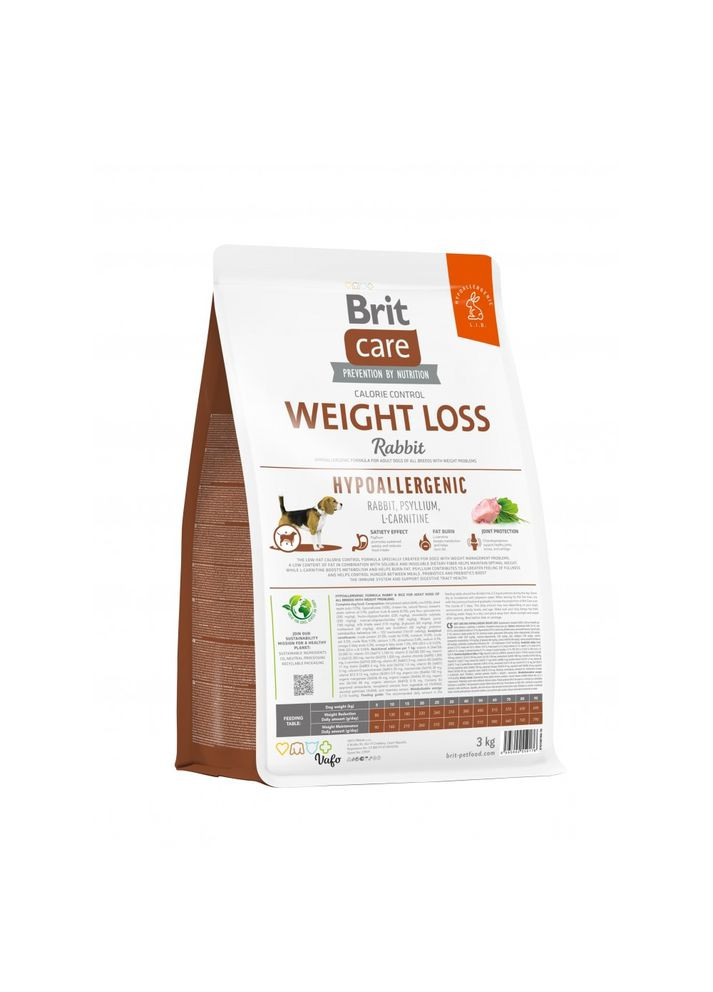 Сухий корм для собак Care Dog Hypoallergenic Weight Loss 3кг, з кроликом Brit (292258226)
