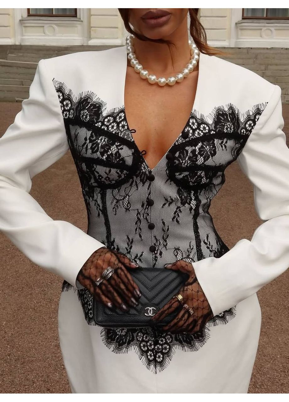 Білий повсякденний, вечірня, ділова, кежуал жіноча сукня сукня-жакет FINO Mode однотонна