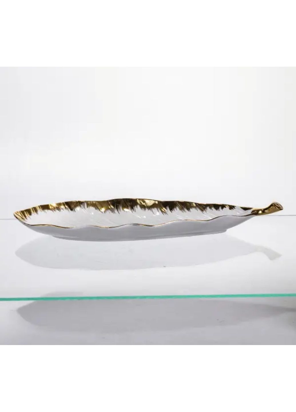 Блюдо сервірувальне CJY-145 порцелянове 37х13х2.5 см Білий з золотим Yiwu (366424499)