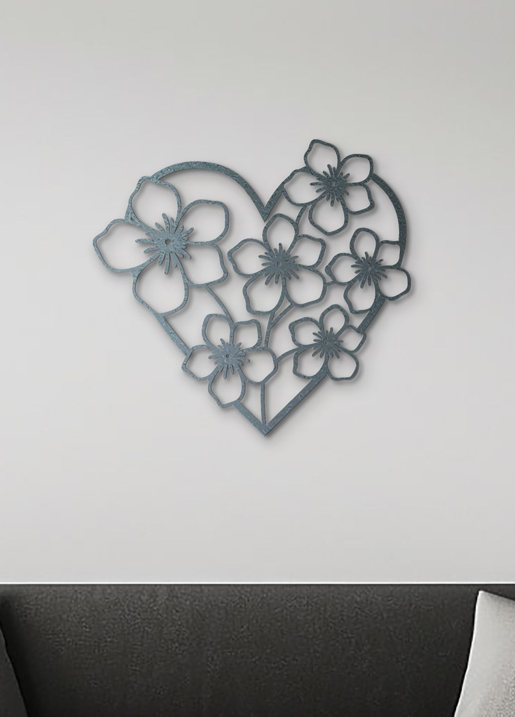 Декор для комнаты, деревянная картина на стену "Цветочное сердце", стиль лофт 70х75 см Woodyard (292113624)
