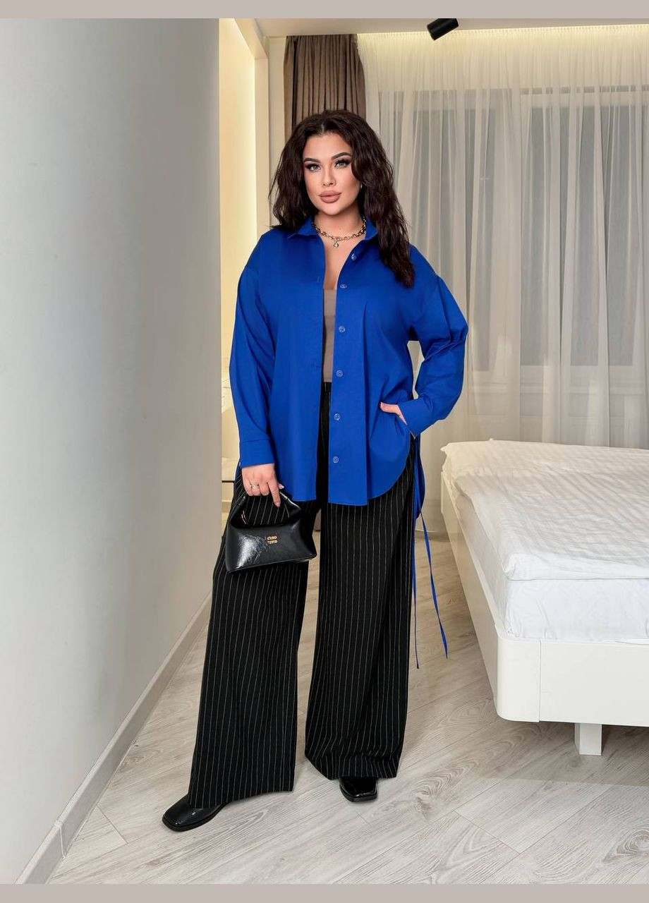 Синяя рубашка однотонная Elanzh