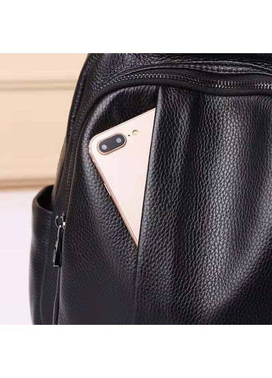 Шкіряний жіночий міський рюкзак на блискавці чорний 85271 Tiding Bag (336551909)