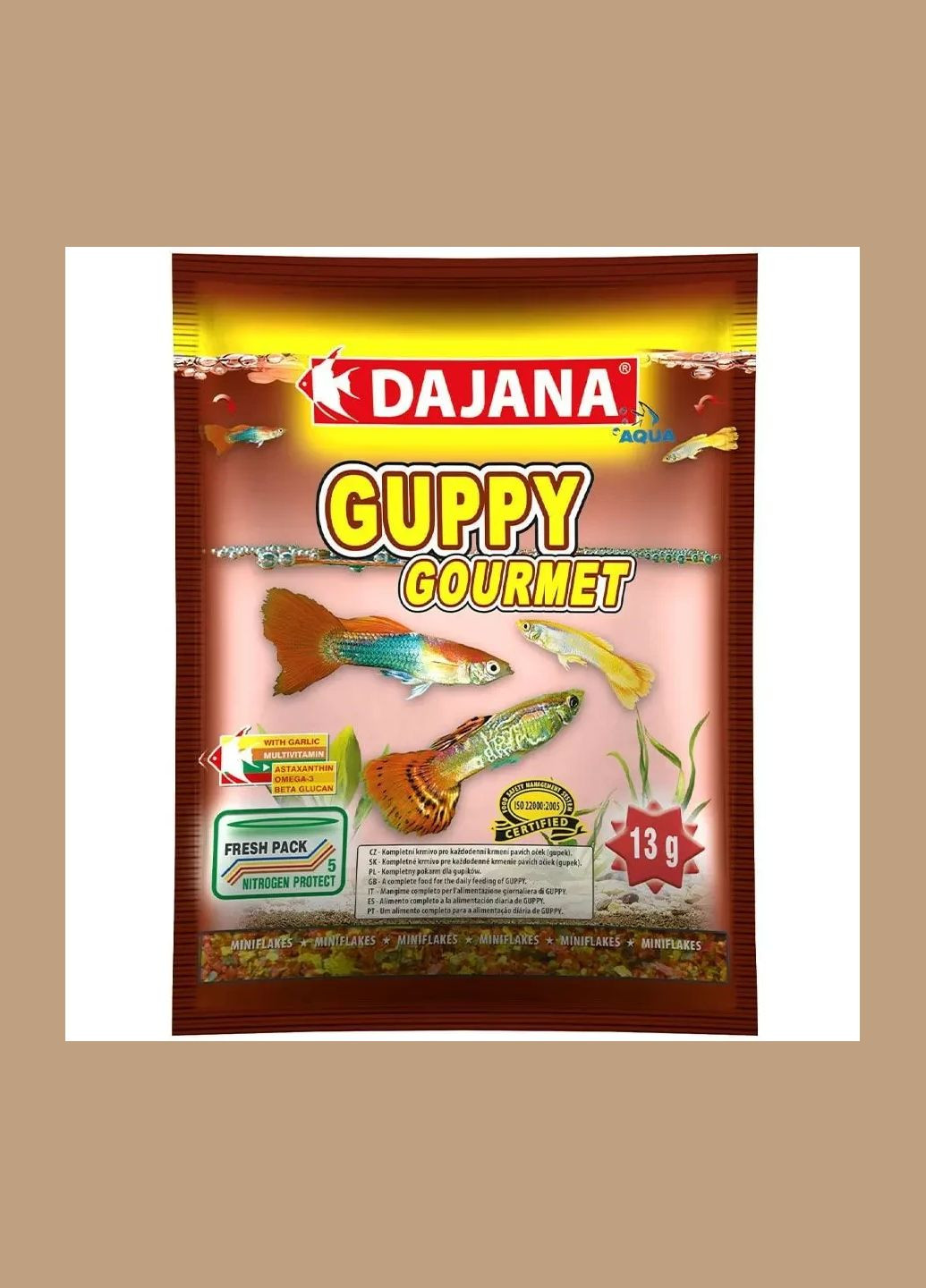 DAJANA GUPPY GOURMET Корм для всіх видів гуппі з часником у пластівцях 80 мл/13 г DP003C(5460) Dajana Pet (296934615)