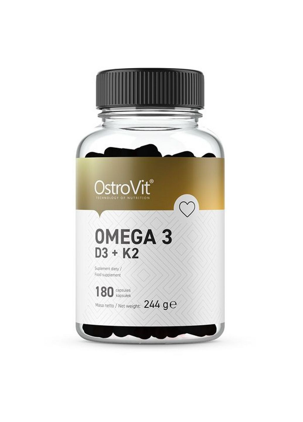 Жирные кислоты Omega 3 D3+K2, 180 капсул Ostrovit (293339487)