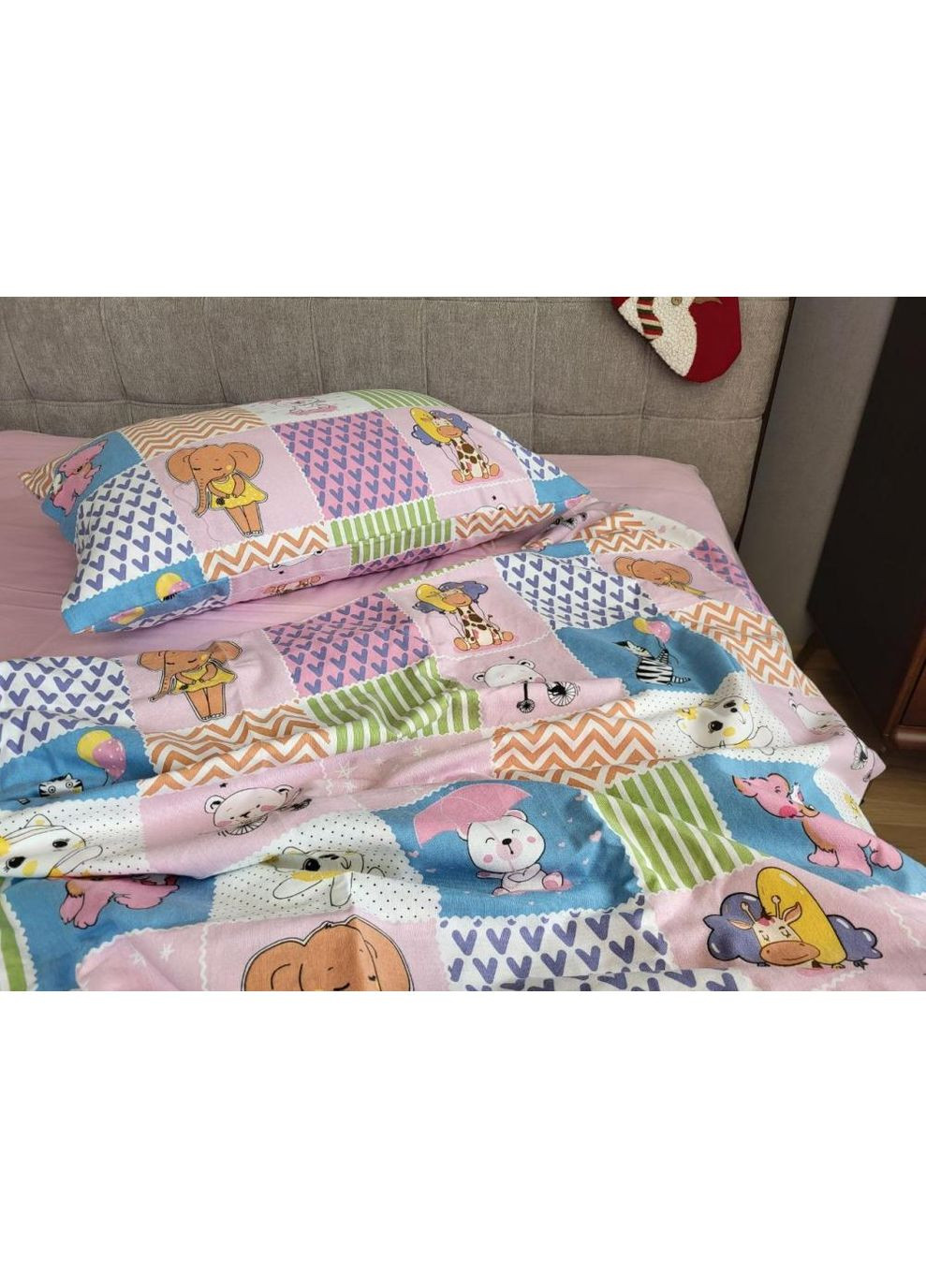 Постельное белье с резинкой Зверята/, фланель(байка) Семейный размер, наволочки 70/70 No Brand (363191602)