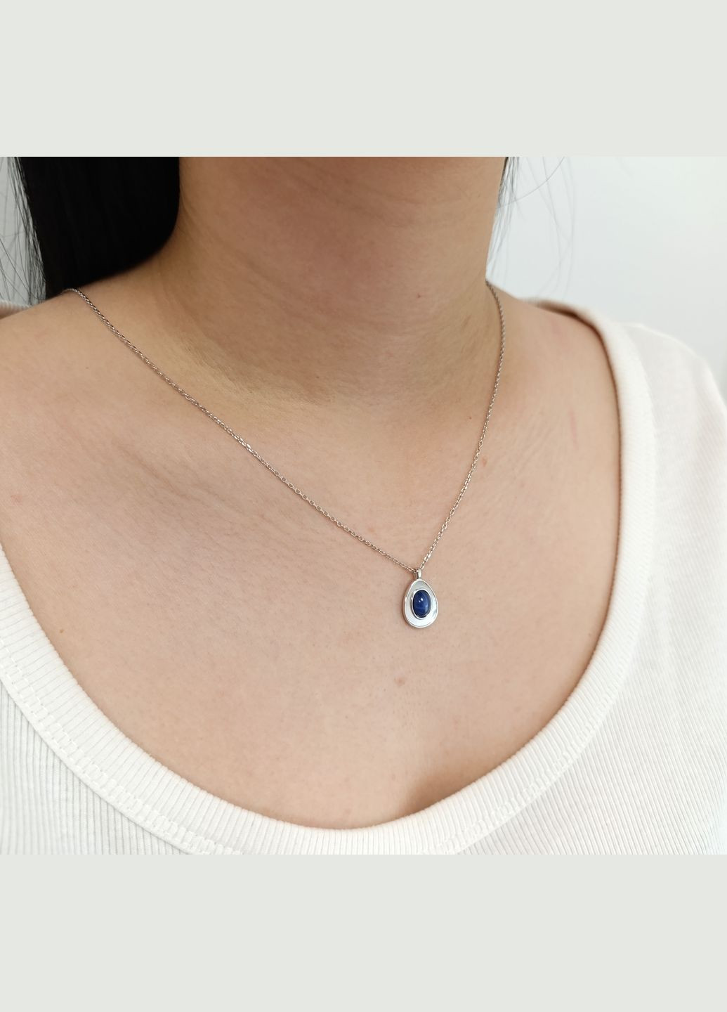 Срібне жіноче кольє із зірчастим сапфіром і перламутром N5354G Shatlen Кольє (338624525)