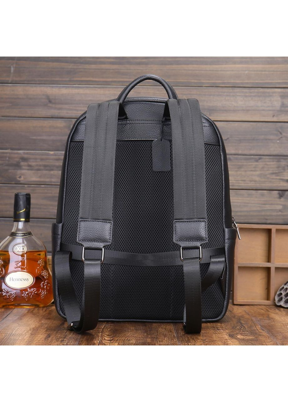 Рюкзак мужской кожаный с качественной фурнитурой Qvant 131419-117 - Черный Tiding Чоловічі шкіряні рюкзаки (366889760)