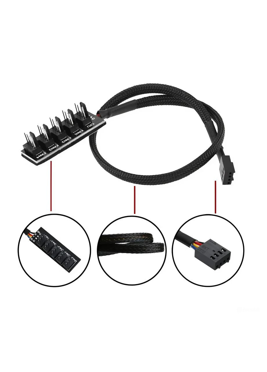 PWM хаб разветвитель на 5 вентиляторов 3/4 pin No Brand (327400492)