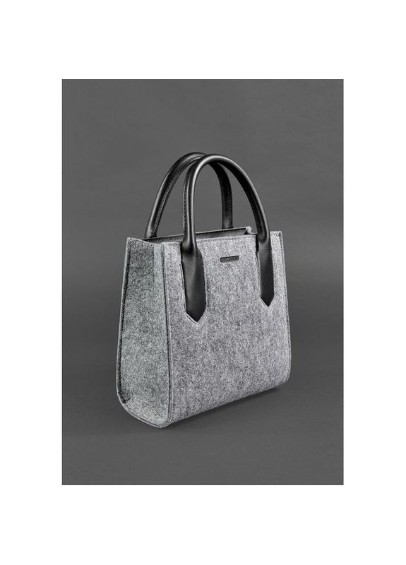 Фетрова сумка жіноча через плече крос-боді Чорнийwood зі шкіряними чорними вставками BlankNote (302009238)