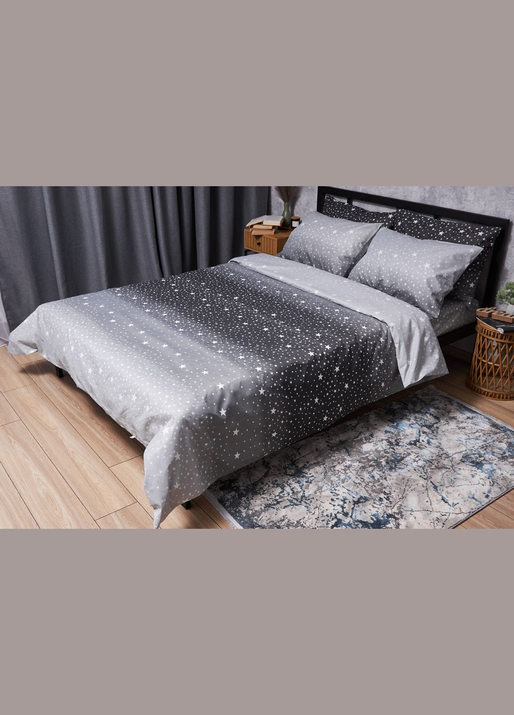 Комплект постельного белья Микросатин Premium «» семейный 143х210х2 наволочки 2х70х70 (MS-820005137) Moon&Star starry night (293148312)
