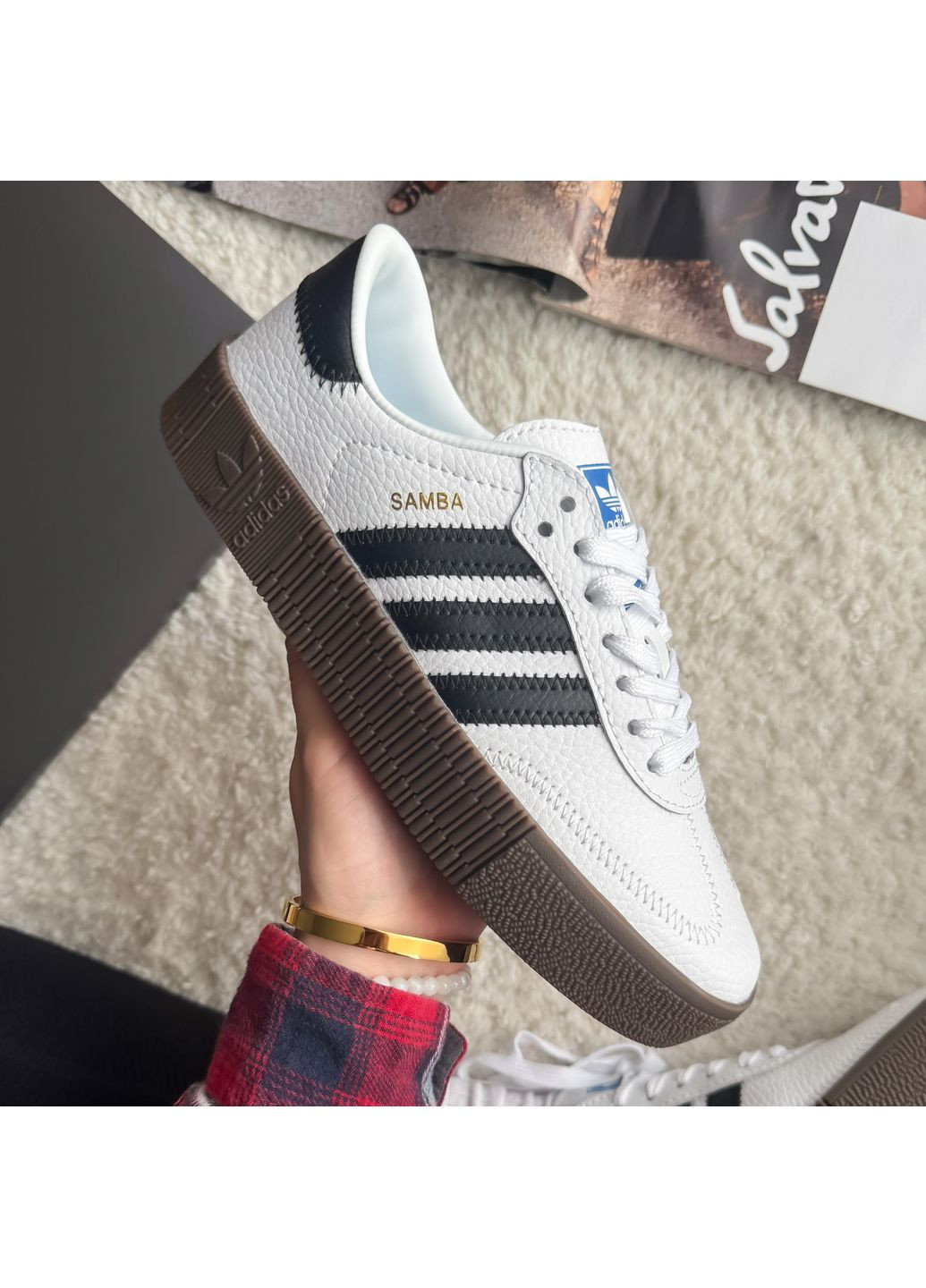 Білі Осінні кросівки чоловічі і жіночі adidas samba white black | адідас самба білі No Brand