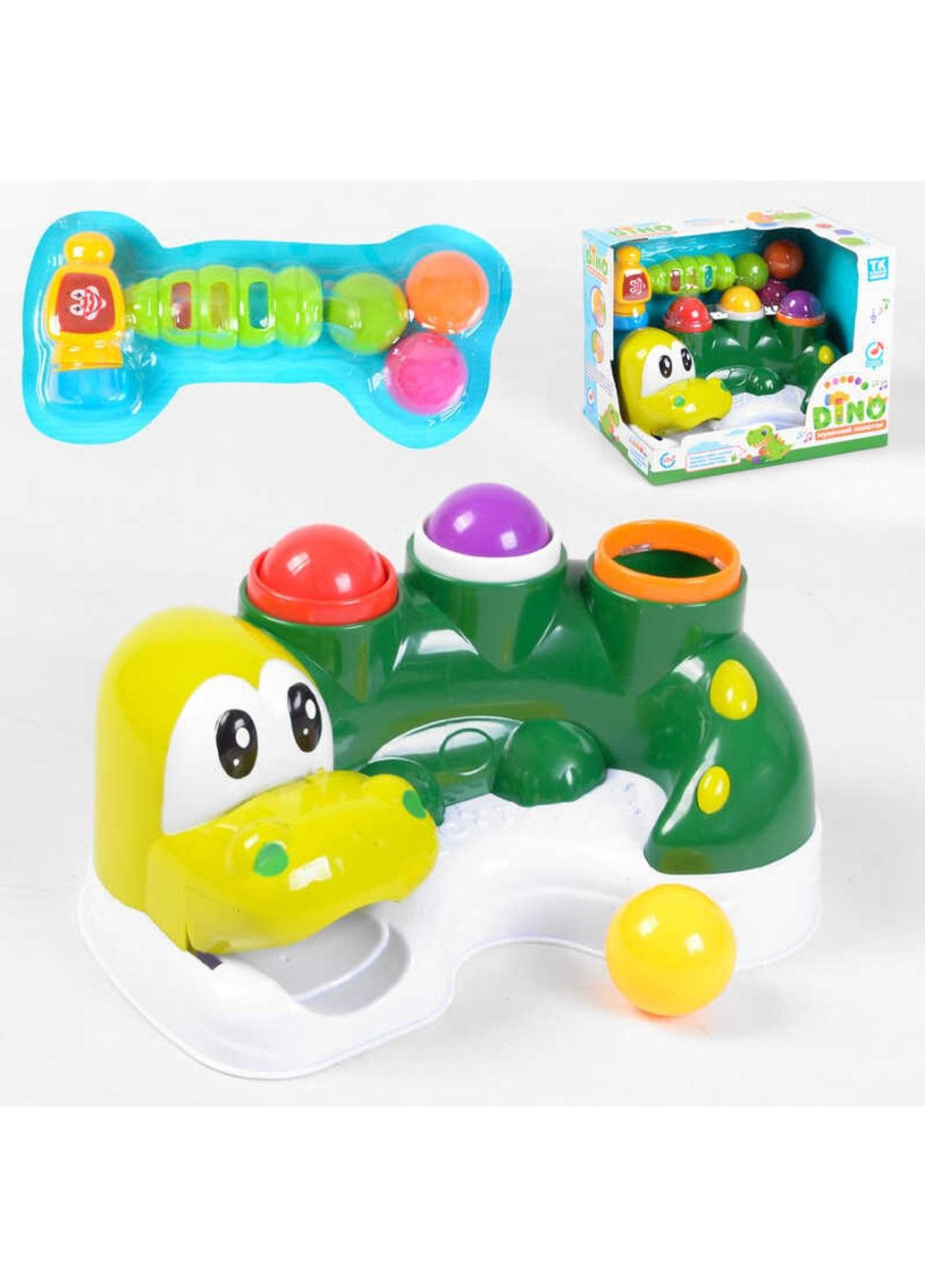 Музична гра "", "Динозавр", стукалка, на батарейках, світлові та звукові ефекти молоточка, 69411 TK Group (322345273)