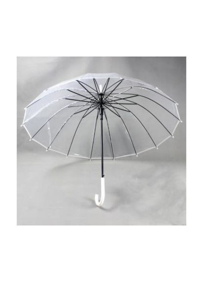 Зонт Прозрачный на 16 спиц (карбон) трость полуавтомат белая ручка (т2000) Toprain (285452100)