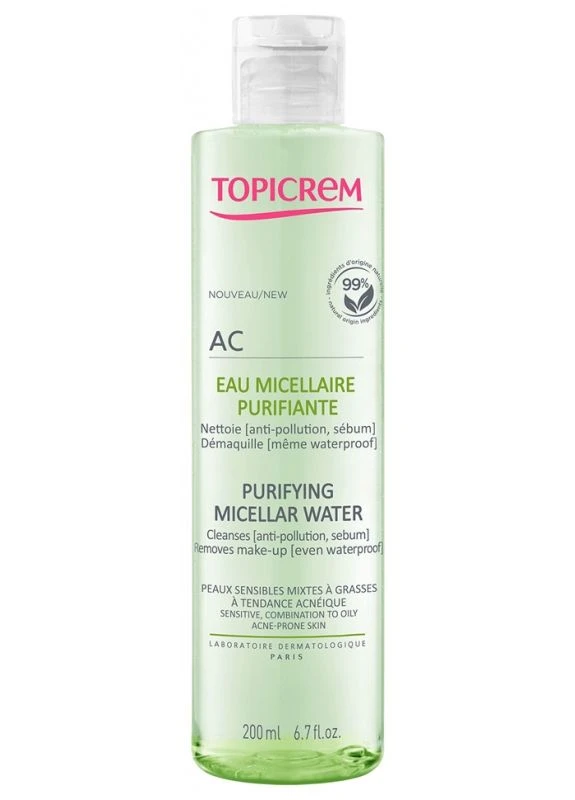 Міцелярна вода для комбінованої та жирної шкіри AC Purifying 200мл Topicrem (323228682)