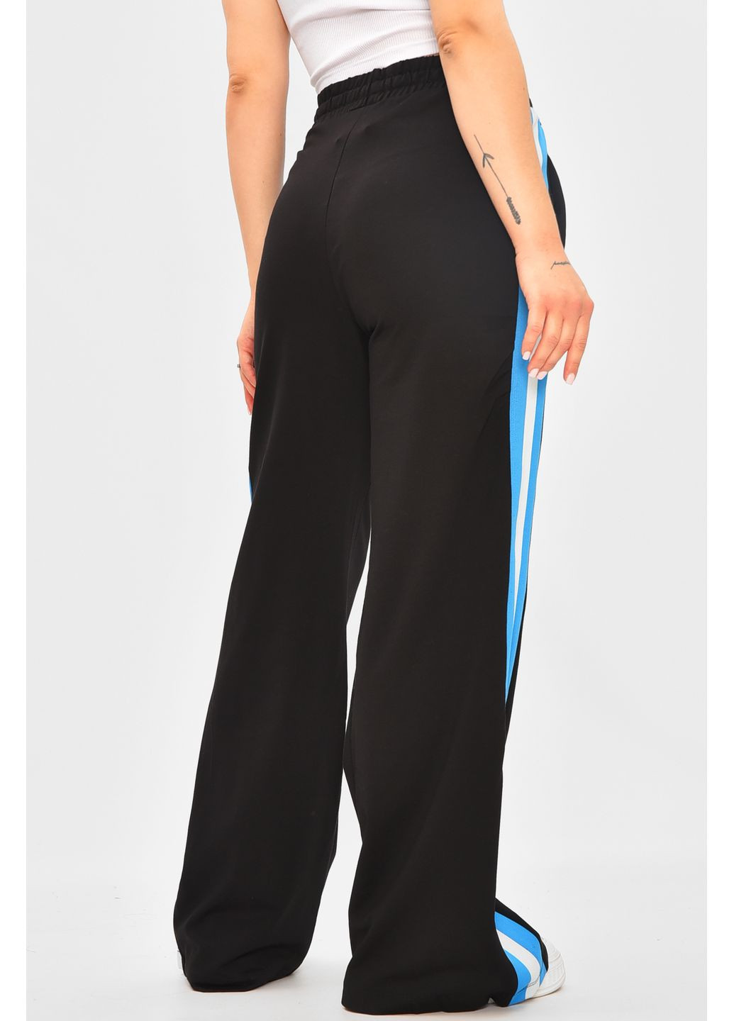 Штаны женские черного цвета со вставками Let's Shop (360938527)