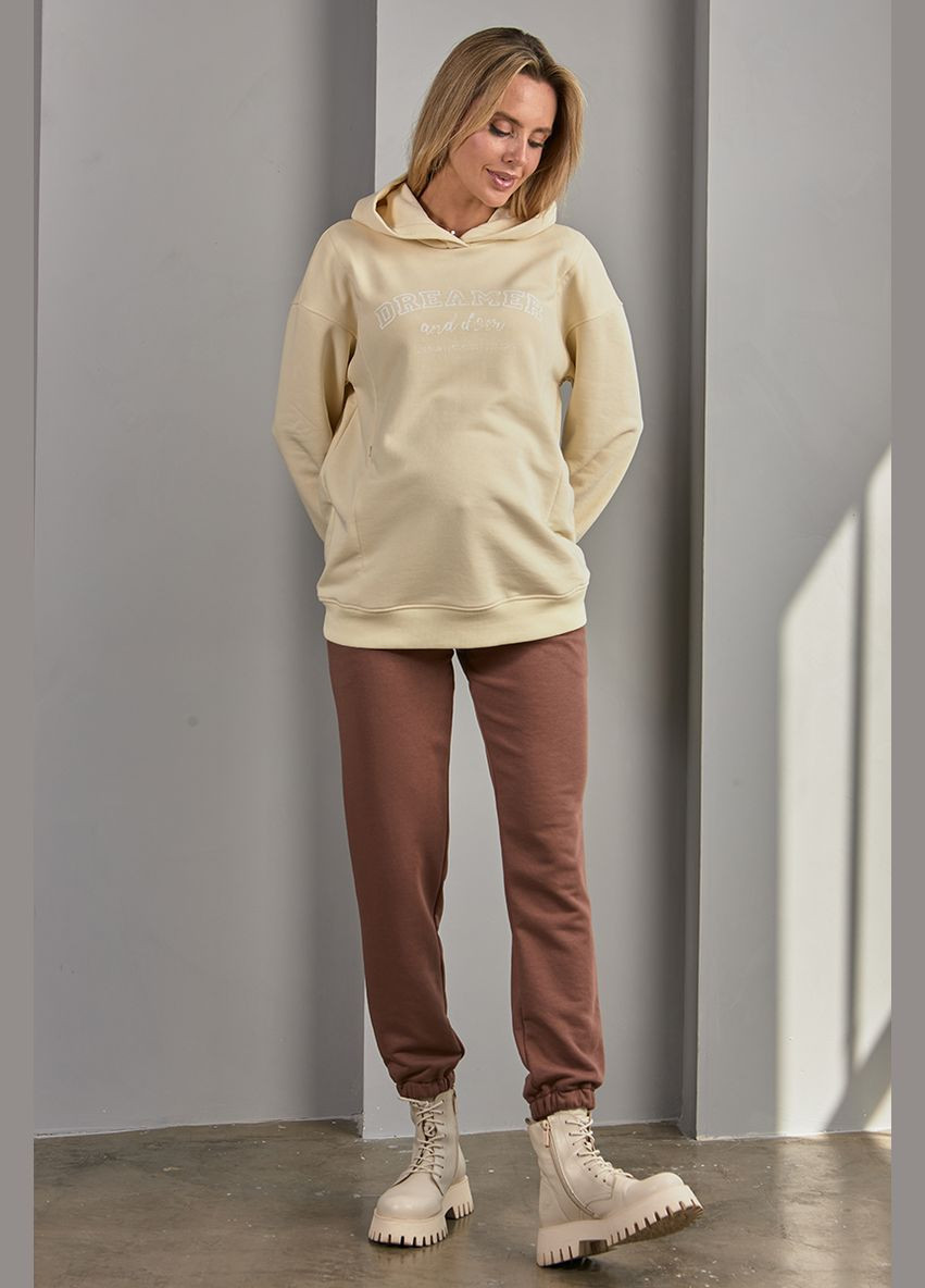 Спортивные штаны - джогеры для беременных кофейного цвета тринитка Юла мама (302648587)