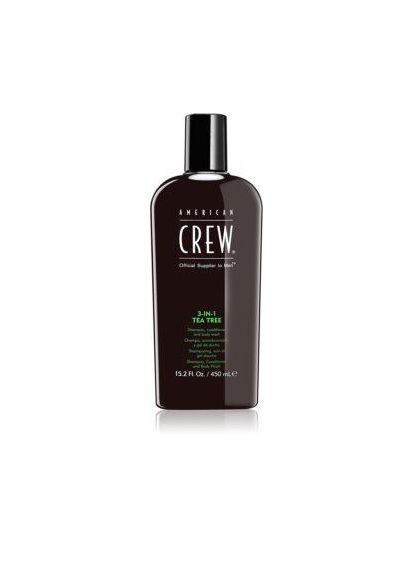 Шампунь, кондиционер и гель для душа 3в1 для мужчин Hair & Body 3-IN-1 Tea Tree 450 мл American Crew (339051376)