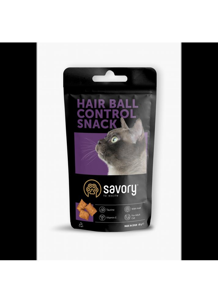 Хрустящие лакомства Snack Подушечки для поощрения кошек, контроль шерстяных шариков, 60 г Savory (355254673)
