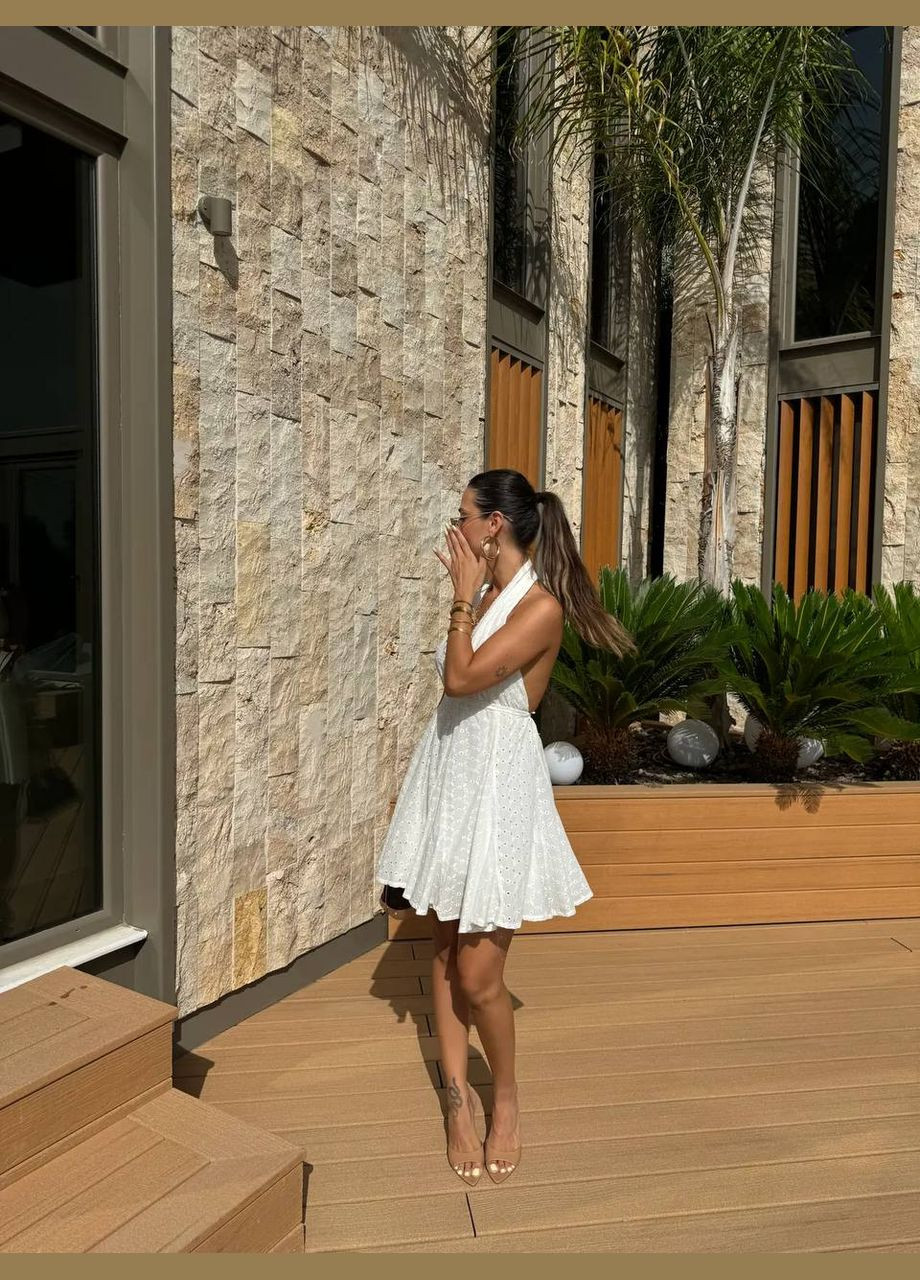 Белое повседневный, кэжуал платье No Brand однотонное