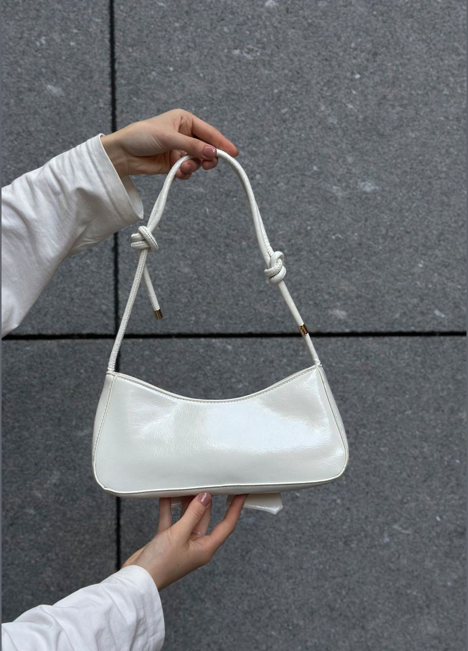 Женская белая сумка 3212 багет No Brand (303323013)