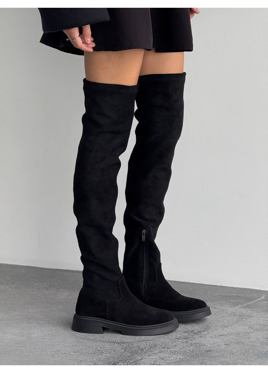 Черные осенние ботфорты зимние No Brand