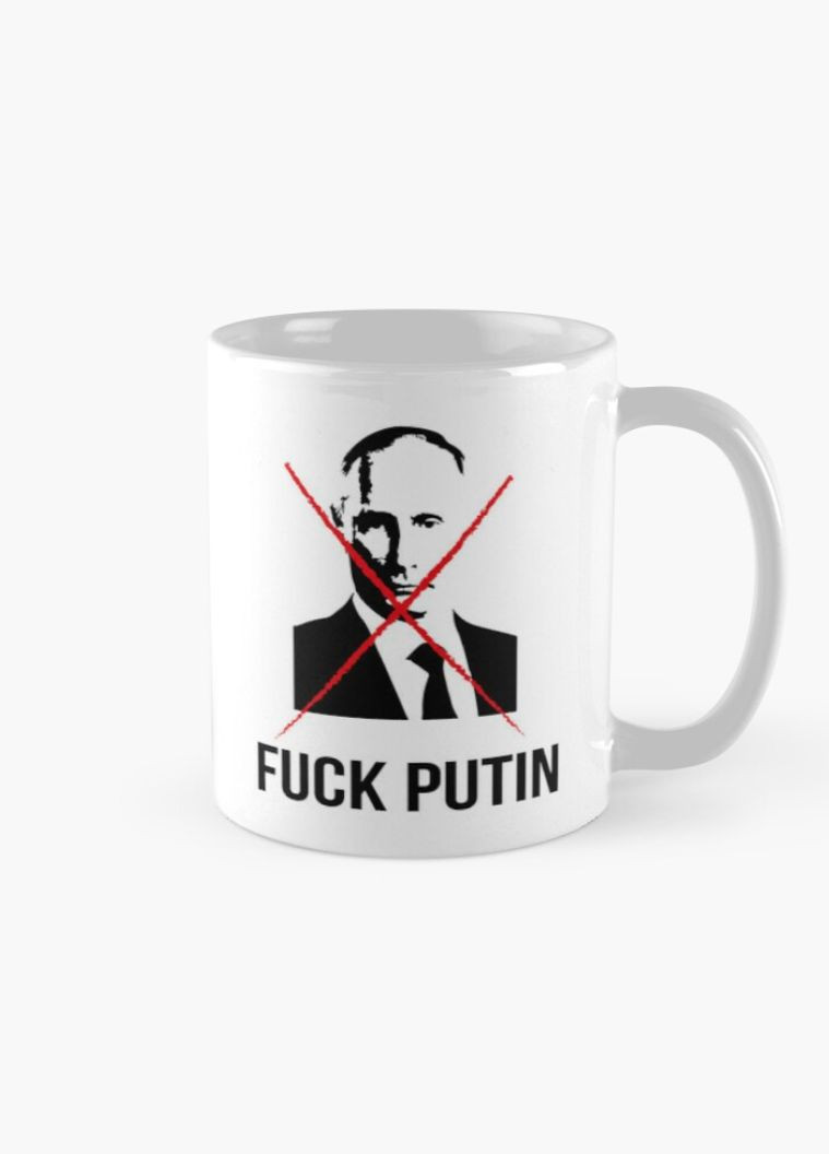 Чашка Керамическая Кружка с принтом Fuck ptn Фак пу Белая 330 мл Orca (317319815)