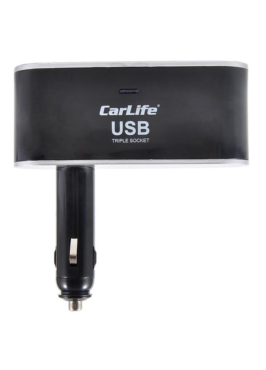 Розгалужувач прикурювача 3 в 1 + USB Трійник з підсвіткою CarLife (279554381)