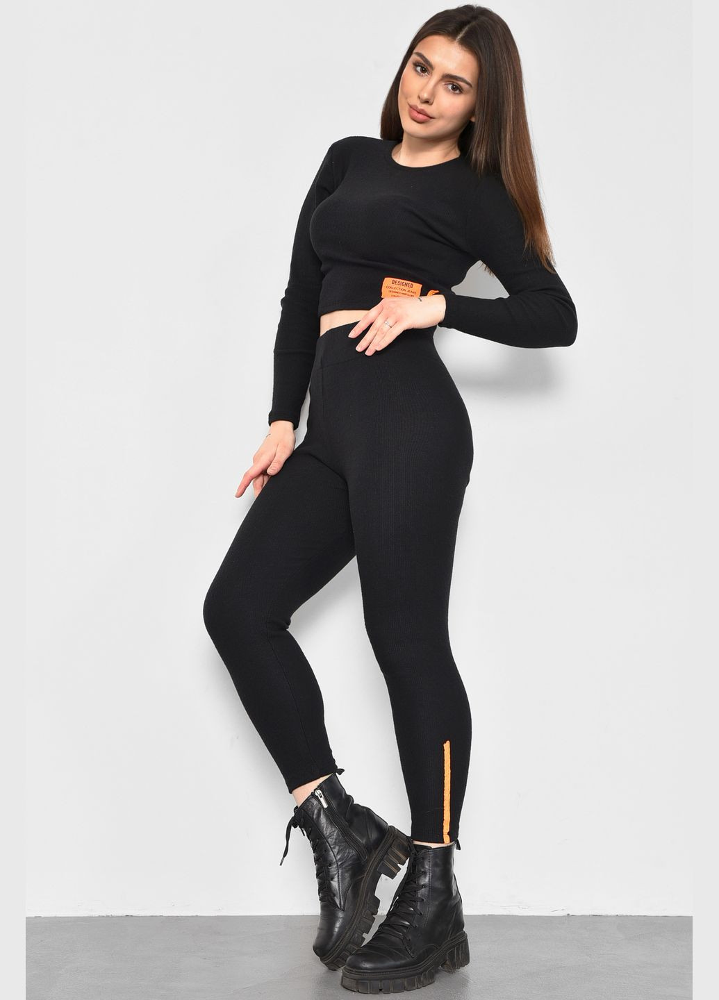 Спортивний костюм жіночий чорного кольору Let's Shop (285692173)