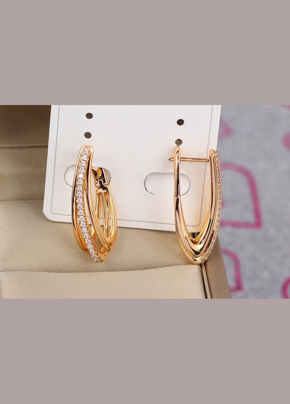 Сережки потрійна нитка 2.8 см золотисті Xuping Jewelry (316433751)