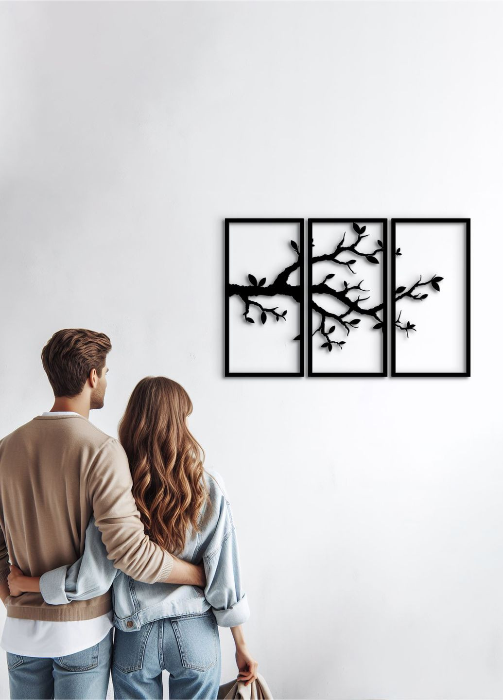 Деревянная картина на стену, декор для комнаты "Ветвь вишни картина модульная", стиль лофт 95х145 см Woodyard (292113310)