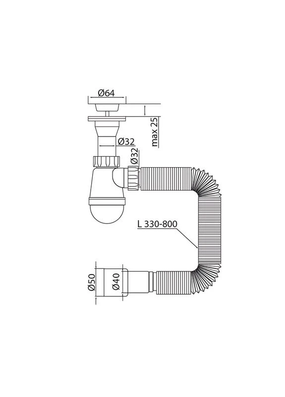 Сифон для умывальника SU-09-A 1 1/4"x32 с литым выпуском (MI8189) Mixxus (369932776)