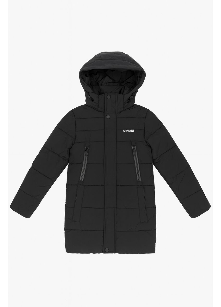 Черная зимняя куртка для мальчика зимняя длинная черная (128-152 см) No Brand