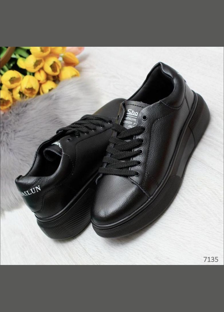 Черные кожаные женские кроссовки кеды, черные кроссовки KDSL чёрные демисезоны (302292777)