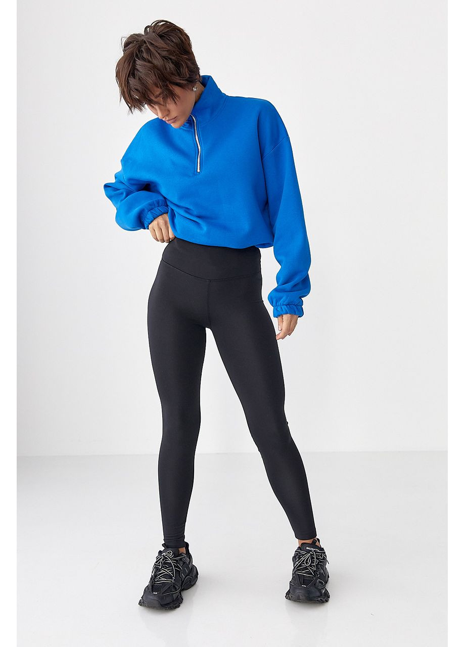 Черные демисезонные утепленные эластичные лосины Lurex