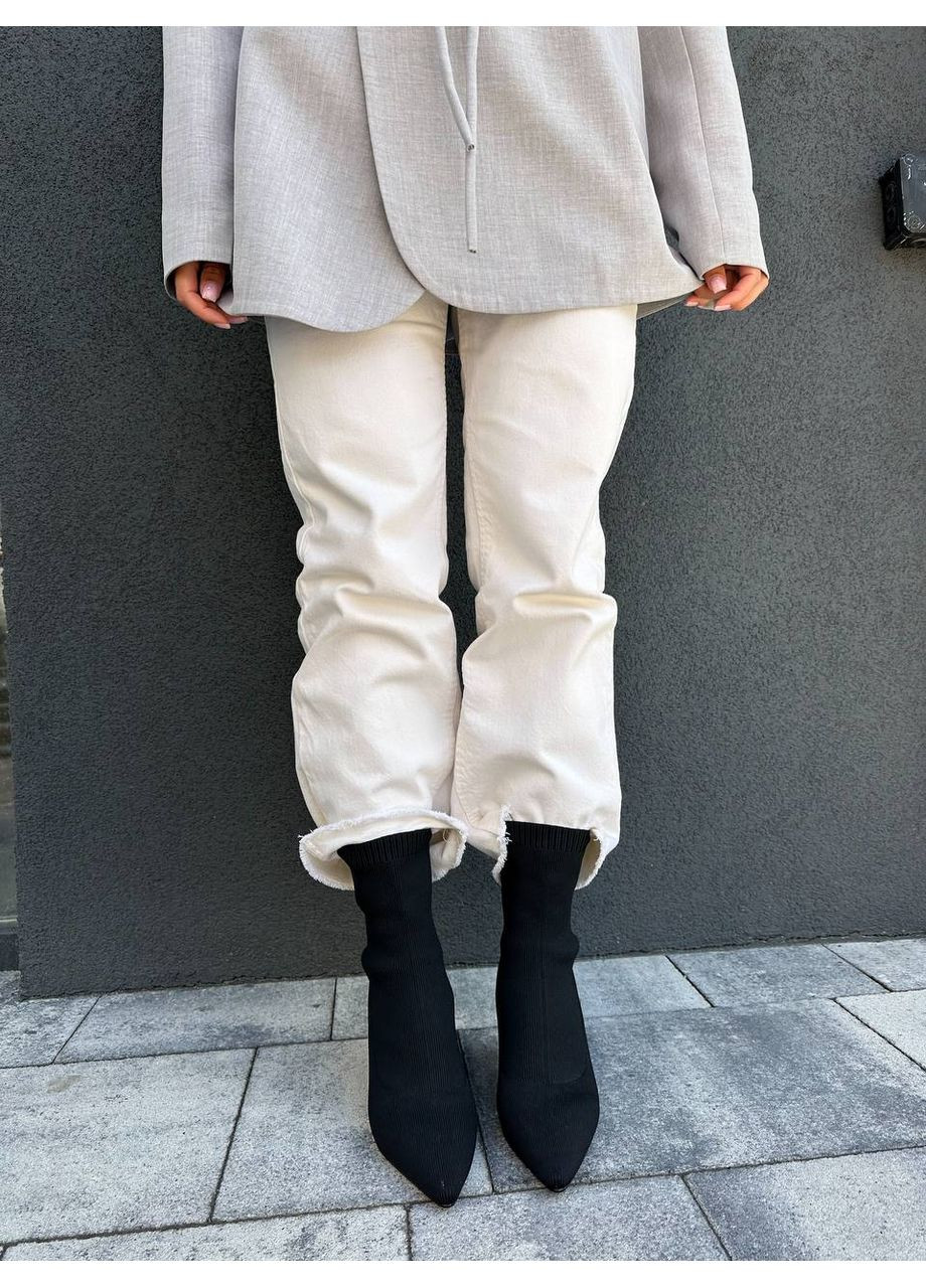 Чорні жіночі ботильйони на підборах чорний колір з текстилю No Brand