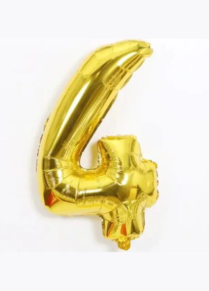 Шарик цифра 4 фольгированная 32 дюйма золотистый Jannet кулька (333340248)